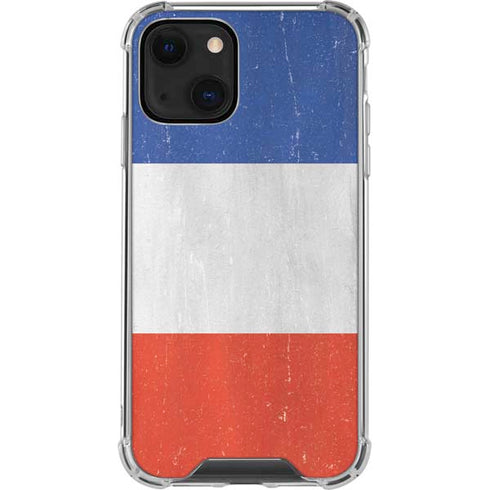 French Flag Distressed iPhone 14 Plus Clear Case